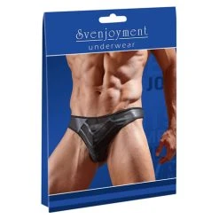 Svenjoyment Underwear Kunstleren String Met Netstof - Zwart -Obsessive Shop 21113301701 3