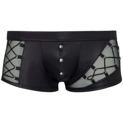 NEK Wetlook Boxer Met Netstof En Rijgdetail -Obsessive Shop 21322901701