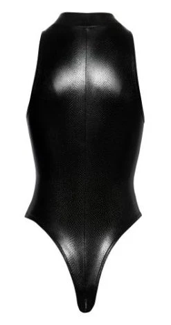 Noir Handmade Wetlook Body Met Slangenprint En Rits - Zwart -Obsessive Shop 26433161021 5