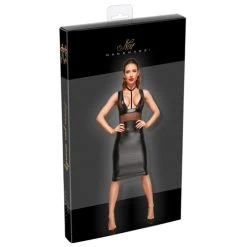 Noir Handmade Wetlook Jurk Met Netstof Details 9 Noir Handmade Wetlook Jurk Met Netstof Details -Obsessive Shop 27167041021 4