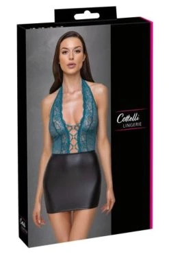 Cottelli Collection Jurk - Zwart & Groenblauw -Obsessive Shop 27181464021 7