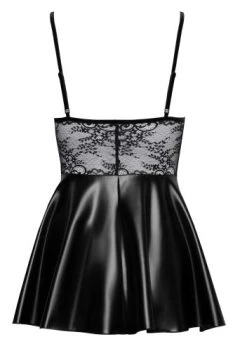 Noir Handmade Sexy Wetlook Jurkje Met Kanten Top - Zwart -Obsessive Shop 27182781021 4