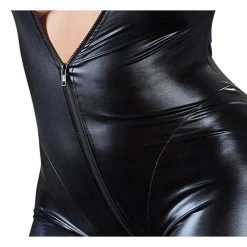 Cottelli Collection Plus Size Wetlook Catsuit Met Lange Rits -Obsessive Shop 27303401051 4