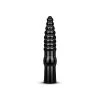All Black Geribbelde Dildo - 34 Cm