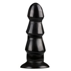 All Black Zwarte Anaal Dildo Met Ribbels