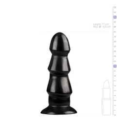 All Black Zwarte Anaal Dildo Met Ribbels -Obsessive Shop AB40 4