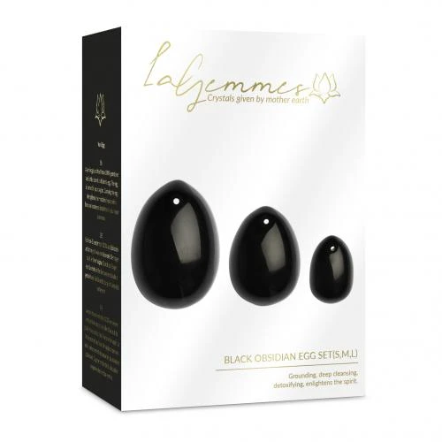 La Gemmes - 3-delige Yoni Egg Set - Zwarte Obsidiaan 4 La Gemmes - 3-delige Yoni Egg Set - Zwarte Obsidiaan - Afbeelding 2