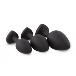 Easytoys Anal Collection Siliconen Buttplug Set Met Diamantjes - Hart -Obsessive Shop ET838BLK 2