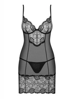 Obsessive Alluria Negligé Met String - Zwart 8 Obsessive Alluria Negligé Met String - Zwart -Obsessive Shop OBS2936