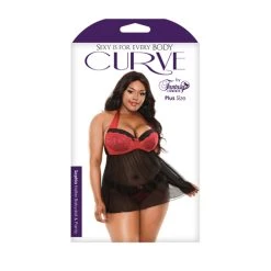 Curve Sophia Halternek Babydoll - Zwart/Rood 7 Curve Sophia Halternek Babydoll - Zwart/Rood -Obsessive Shop P389 1X2X 3