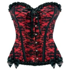 Master Series Scarlet Seduction Kanten Korset & String - Zwart/Rood -Obsessive Shop ag993 m 3