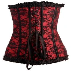 Master Series Scarlet Seduction Kanten Korset & String - Zwart/Rood -Obsessive Shop ag993 m 4