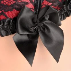 Master Series Scarlet Seduction Kanten Korset & String - Zwart/Rood -Obsessive Shop ag993 m 7